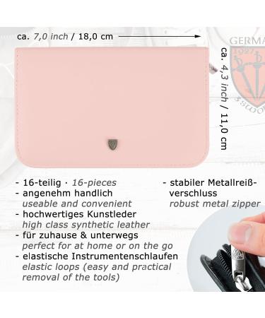 Buy Three Swords 16 pcs Manicure Pedicure Set 'Cinisello' - High-Quality Pink Synthetic Leather Nail Care Kit for Hand & Foot - Buy Online on SooperMarket.com