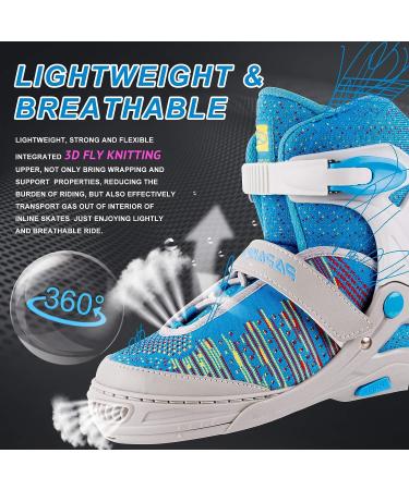 PAPAISON Inline Skates with Light up Wheels - Adjustable Illuminating Roller Skates in Blue & Grey for Kids, Youth, Women, and Men - Large Size - Buy Online on SooperMarket.com