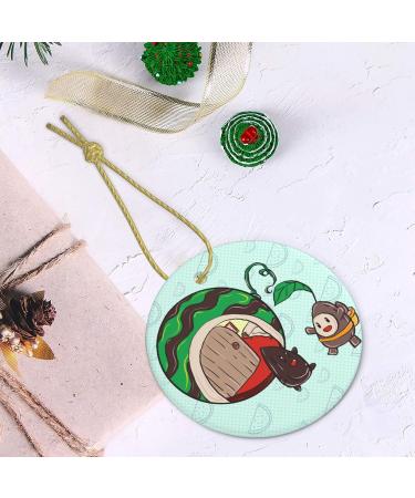 YYHHAOFA Sunflower Seeds Watermelon Seeds Prints Christmas Ceramic Round Pendant Decoration - Festive Hanging Ornament for Stores and Homes -2.9 in - Buy Online on SooperMarket.com