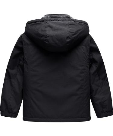 CREATMO US Boy's Waterproof Ski Jacket | Warm Winter Fleece Snow Coat 8-9 Years | Windproof Snowboarding Rain Jacket in Black - Buy Online on SooperMarket.com
