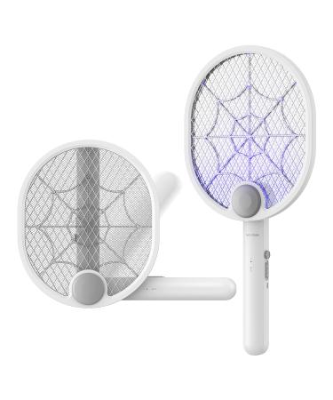 Buzbug 2 in 1 electrical fly swatter high voltage foldable USB-C Electric Fly Swatter with UV light trap electronic fly collapse for indoor and outdoor area