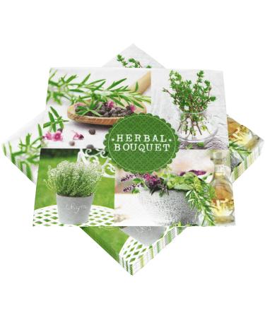 HEKU 100 napkins 3-ply 33x33cm herbs I Absorbent and practically packaged I Ideal for special occasions 33x33cm herbs