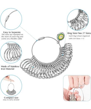 Metal Ring Sizer Tool Set - Ring Gauges with Finger Sizer Mandrel for Jewelry Sizing - Metallic - Buy Online on SooperMarket.com