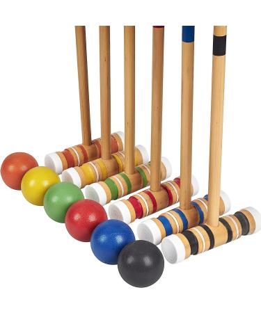 Family Croquet Set with Bag - 6-Player Backyard Lawn Game with Mallets, Balls, Wickets, and Stakes - Indoor/Outdoor Yard Fun - Buy Online on SooperMarket.com