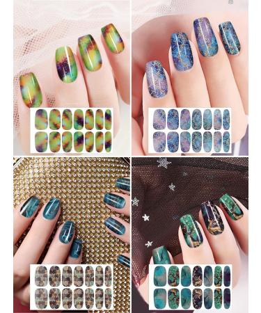Kalolary Nail Foil Self-Adhesive - 12 Sheets Marble Rages Full Wraps Nail Polish Stickers | Nail Art & DIY Decoration with Nail File - Buy Online on SooperMarket.com