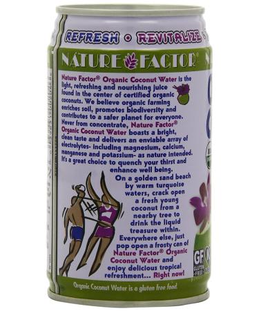 Nature Factor Organic Coconut Water 10oz Cans (12 Pack) - Pure Hydration in Convenient Packaging - Buy Online on SooperMarket.com