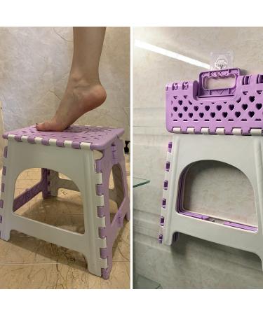Shower Foot Rest, TRANOMOS Shower Stool for Shaving Legs, Folding Plastic Shower Step Stool for Inside Shower, Waterproof Pedicure Stand Foot Rest for Corner, Purple