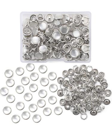 Pearl Snaps Fasteners Kit 10mm Clothes Ring for Western Shirts Clothes Prong Ring Snaps (White) White-10MM
