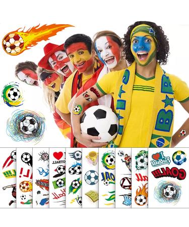 Soccer Match Temporary Tattoo Kids 60PCS Soccer Tattoos for Kids Face Tattoos Soccer Party Favors Fake Tattoos Stickers Face Tattoos for Women Man Boy Girls