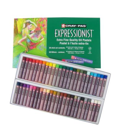 SAKURA Cray-Pas Expressionist Oil Pastel Set - Soft Oil Pastels for Artists - 50 Sticks 50 Piece Set