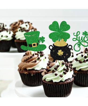 Rsstarxi 24 Pack St.Patrick's Day Cupcake Toppers Glitter Four Leaf Clover Shamrock Lucky Cupcake Picks Green Hat Baby Shower Cake Decorations for Irish St Patrick's Day Party Decorations Design 14 - Buy Online on SooperMarket.com