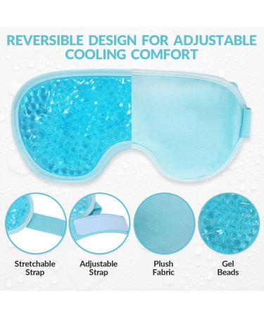 MIVORA Cooling Gel Mask for Puffy Eyes - Hot Cold Therapy for Migraine, Dark Circles, Sinus Pain - Reusable and Soothing - Light Blue - Buy Online on SooperMarket.com
