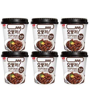 Young Poong Black Bean Sauce Topokki Tteokbokki Instant Korean Rice Cake Cup Flavoured (Jjajang)120g (Pack of 6) Korean Snacks