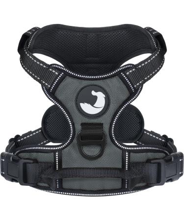 Joytale dog harness medium -sized dogs reflective soft padded dogs scrapes anti -train adjustable breathable breast tableware with safe simple control handle gray m m (1 Pack) gray
