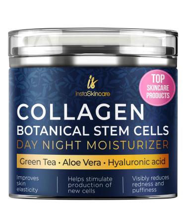Collagen Moisturizer for Face Neck & D collet with Airless Pump - Collagen Botanical Stem Cells Cream for Neck Face and Skin - Anti-Aging Day & Skin Tightening - Day & Night Face Cream Made in USA (50 ml)
