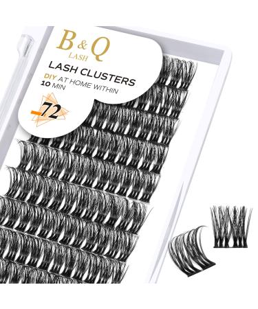 Cluster lashes 72 Clusters B&Q Lash Clusters D Curl Individual Cluster Lashes Natural Eyelash Clusters DIY Lash Extensions Soft Fluffy Cluster Eyelash Extensions (UK-FD-B48-D-16) D-16 mm B 48
