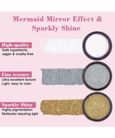 Saviland Mermaid Chrome Nail Powder Set - 12PCS White Pearl & Aurora Metallic Gold Powder for Gel Nails - Pearlescent Glitter Pigment for Nail Decoration - Buy Online on SooperMarket.com
