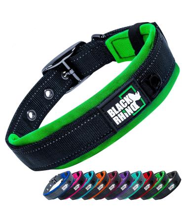 Black Rhino - The Comfort collar super soft neoprene posted dog collar for all dog breeds - highly contaminable adjustable reflective weatherproof (small aqua/gray) aqua/gray small