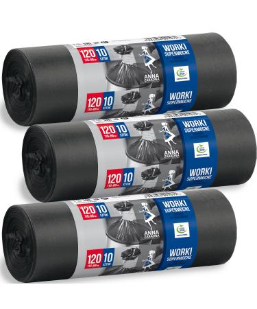 Extra strong garbage bags 120l large packing 30 pieces - 110x69cm 30 m 100% recycled EucertPlast - traditional closure ideal for garden & renovation long -lasting 30 pieces (1 Pack) 30 pieces - 120 l - super strong 30 m