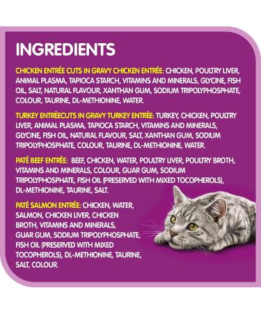 WHISKAS Perfect Portions Adult Wet Cat Food Pat and Cuts in Gravy - Chicken - Turkey - Beef - Salmon - 75g (24 Pack) - Buy Online on SooperMarket.com