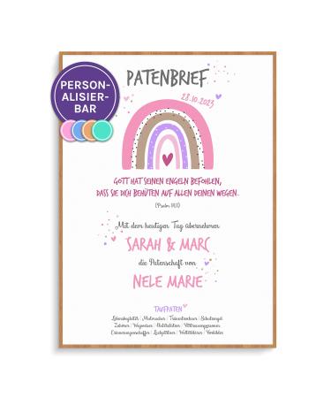 Fairy dust sponsor letter baptism rainbow godfather for sponsored child personalizable baptismal certificate sponsor certificate baptism gift personalized gift birth baptism gift rainbow