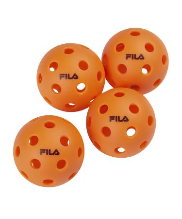 FILA Accessories Indoor Pickleball Balls - Official Indoor Pickleballs, Regulation Size with 26 Holes (Orange), Pack of 4