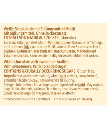 Buy Frankonia No Sugar Added White Chocolate - Gluten-Free 80g | International Shipping Available - Buy Online on SooperMarket.com
