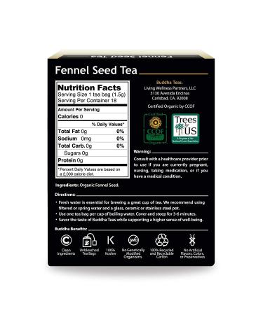 Buddha Teas Organic Fennel Seed Tea - USDA & OU Kosher, 18 Bleach-Free Bags - Buy Online on SooperMarket.com