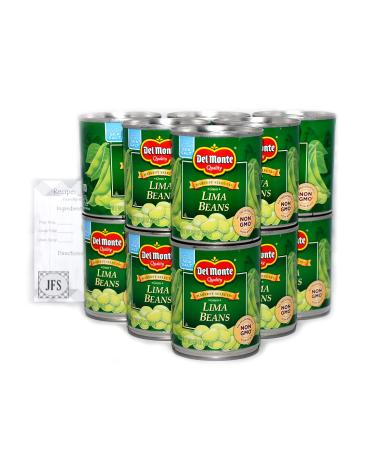 Fresh Cut Lima Beans by Del Monte 12 pack of 8.5 Oz Cans Bundled with a JFS Recipe Card