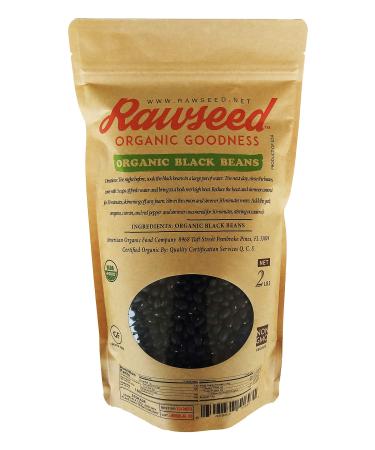 Rawseed Organic certified Black Beans Harvest & packed in USA (2lbs) Bag 1 Count (Pack of 1)