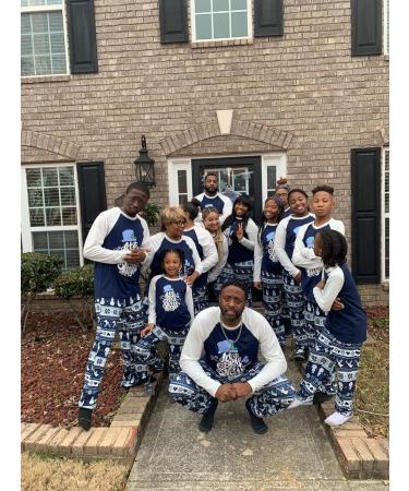 IFFEI Christmas Pyjamas Matching Family Pajamas Set - Xmas Letter Print Tops & Plaid Pants Sleepwear for Women Men Kids - 6-7 Years Blue/Letter - Buy Online on SooperMarket.com