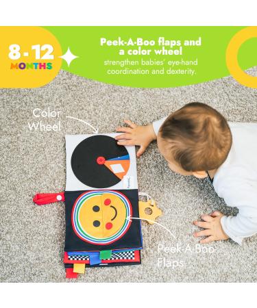 Papablic Luxury Baby Soft Book with Teether  High Contrast Black and White Crinkle Book for Early Education  Tummy Time Toys for Babies 0-12 Months with Baby Safe Mirror  Crinkle Pages and Squeaker - Buy Online on SooperMarket.com