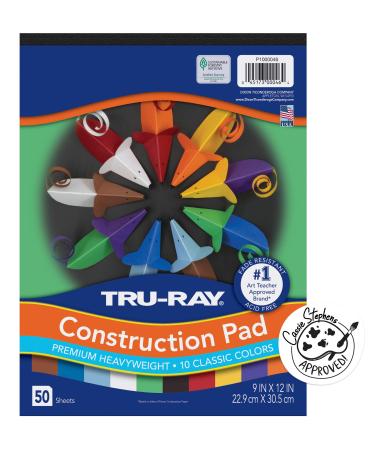 Tru-Ray  Heavyweight Construction Paper Pad  10 Assorted Colors  9 x 12  50 Sheets