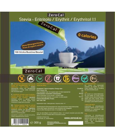 Buy Erythritol + Stevia Sweetener Sticks - 100 Sticks | Gluten-Free Vegan GMO-Free | Ideal for Coffee & Tea - Buy Online on SooperMarket.com