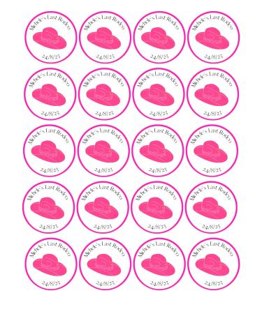 edible 20 x HEN PARTY Personalised cupcake toppers UNCUT - Last Rodeo -cowboy (wafer paper) Rice Paper