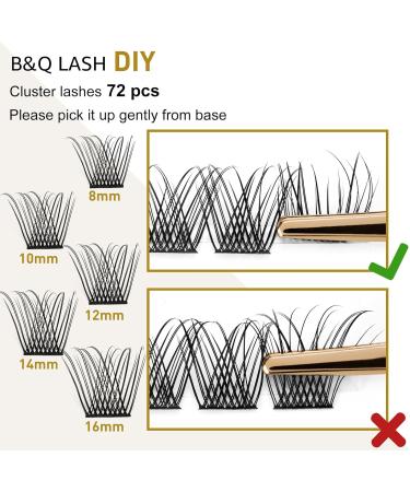 72 Cluster Lashes D Curl - Natural DIY Soft Fluffy Eyelash Extensions | XS D-16mm - Buy Online on SooperMarket.com