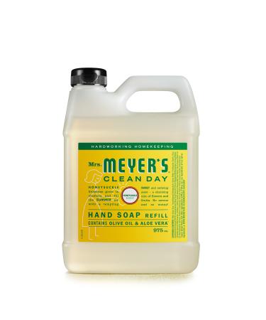 Mrs. Meyer's Clean Day Liquid Hand Soap Refill Cruelty Free and Biodegradable Hand Wash Made with Essential Oils Honeysuckle Scent 975 ml