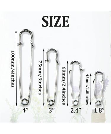 12 Pack Heavy Duty 75mm 3'' Silver Safety Pins for Clothes, Crafts, and Blankets - Buy Online on SooperMarket.com