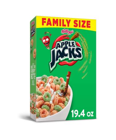 Kellogg's Apple Jacks Breakfast Cereal, 8 Vitamins and Minerals, Kids Snacks, Family Size, Original, 19.4oz Box (1 Box) 1.21 Pound (Pack of 1)