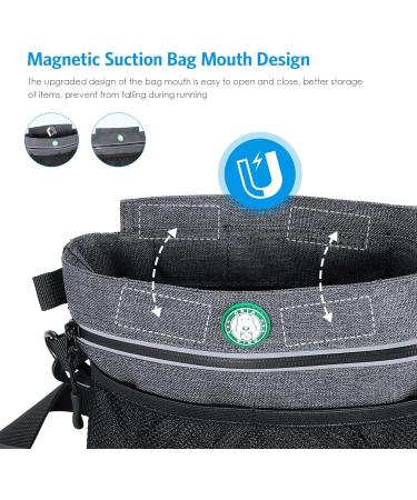 Brifit Dog Treat Training Pouch with Magnetic Closure - Grey, Double Pocket, Padded Straps, Poop Bag Dispenser - Buy Online on SooperMarket.com