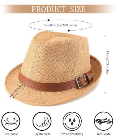 Ultrafun 3 Pack Straw Fedora Hat for Men Women - Classic Gangster Trilby Panama Sun Hat Set - Buy Online on SooperMarket.com
