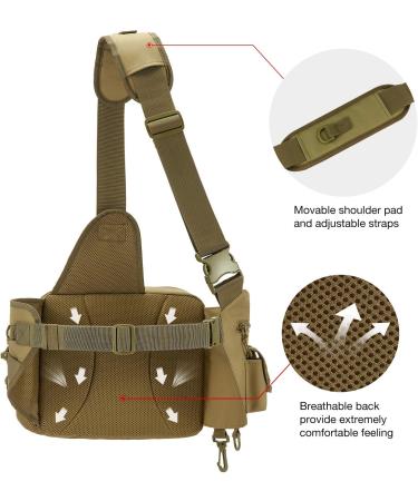 Piscifun Fishing Tackle Bag with Rod Holder | Water-Resistant Sling Pack in Black, Khaki, Tree Camo, Green Camo - Buy Online on SooperMarket.com