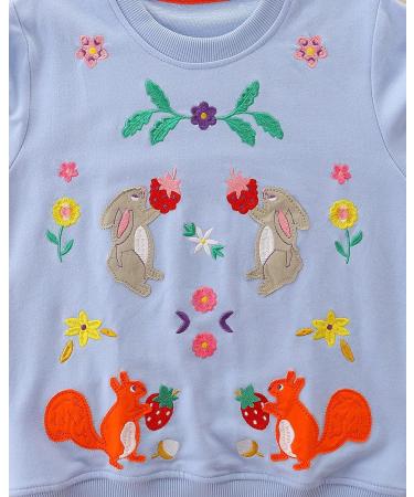 Girls Cotton Sweatshirt | Long Sleeve Pullover for Toddlers | Casual Jumper for Kids Age 1-12 | Blue | Size 6-7 Years - Buy Online on SooperMarket.com