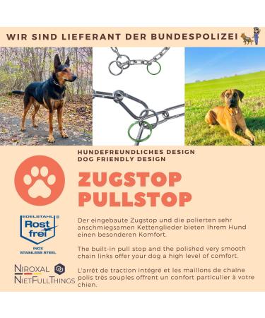 NietFullThings Stainless Steel Chain Choke with Pull Stop for Dog Training Stainless Steel Dog Collar Long Link 6 mm Thick Length 85 cm Chain Collar with Pull Limiter Gesamtl nge: 85 cm Silver - Buy Online on SooperMarket.com