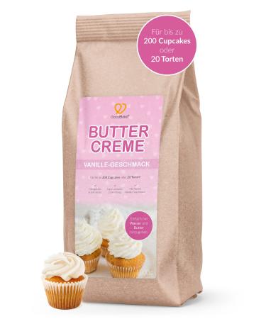 Goodbake butter cream ready-mixed (1kg) with vanilla taste-successful butter cream mixture-e.g. for painting & garnishing topping for cupcakes or as a filling