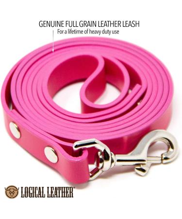 Logical Leather 6ft Heavy Duty Full Grain Leather Dog Leash - Pink - Buy Online on SooperMarket.com
