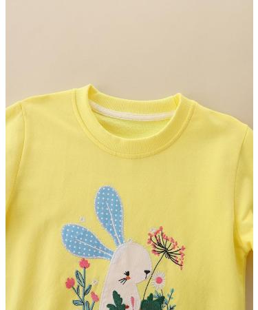 Girls Cotton Sweatshirt with Bunny Print | Long Sleeve Pullover for 4-5 Years Old | Toddler Casual Jumper | Age 1-12 Years - Buy Online on SooperMarket.com