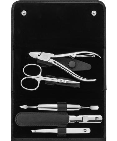 ZWILLING Manicure set 5-piece for nail care and pedicure made of cowhide with snap fastener black 5-piece Incl. nail scissors single