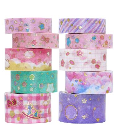 VEYLIN 10Rolls Gold Foil Washi Tape  Pastel Decorative Masking Tape for Gift Wrappings Pink Gold - Buy Online on SooperMarket.com
