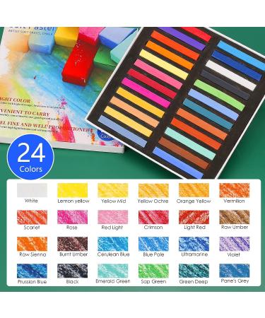 LOONENG Non-Toxic Soft Pastels Chalk - 24 Assorted Colors for Crafts, Drawing, Blending, Shading - Buy Online on SooperMarket.com